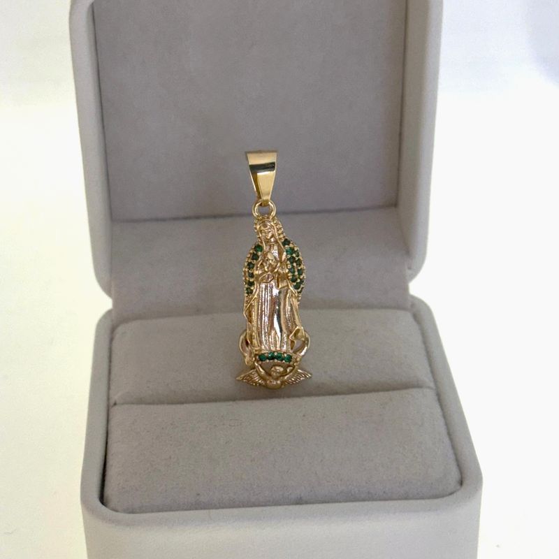 Virgen Guadalupe Mediana Circonias Verde